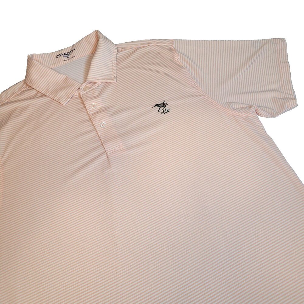 B Draddy Sport The Creek Locust NY Med Performance Golf Polo Shirt Pink Stripe